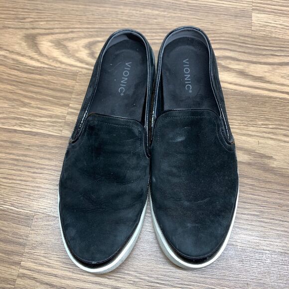 Vionic Effortless Mule Shoe Womens Size 11 Black Nubuck Leather Comfort Slip On - Picture 7 of 13